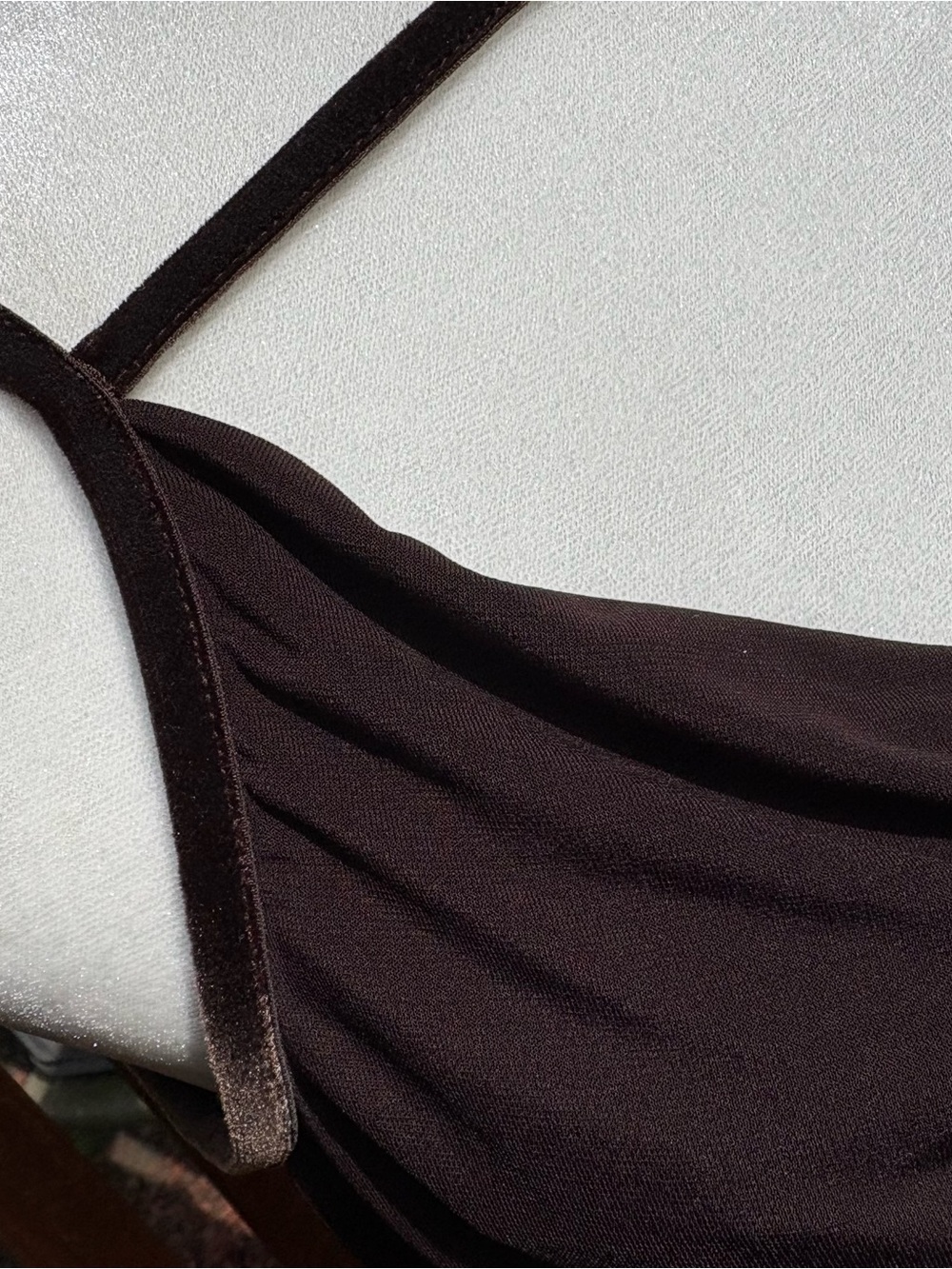 Max Studio Brown Cowl Neck Camisole Velvet Trim Size Small - Picture 5 of 7